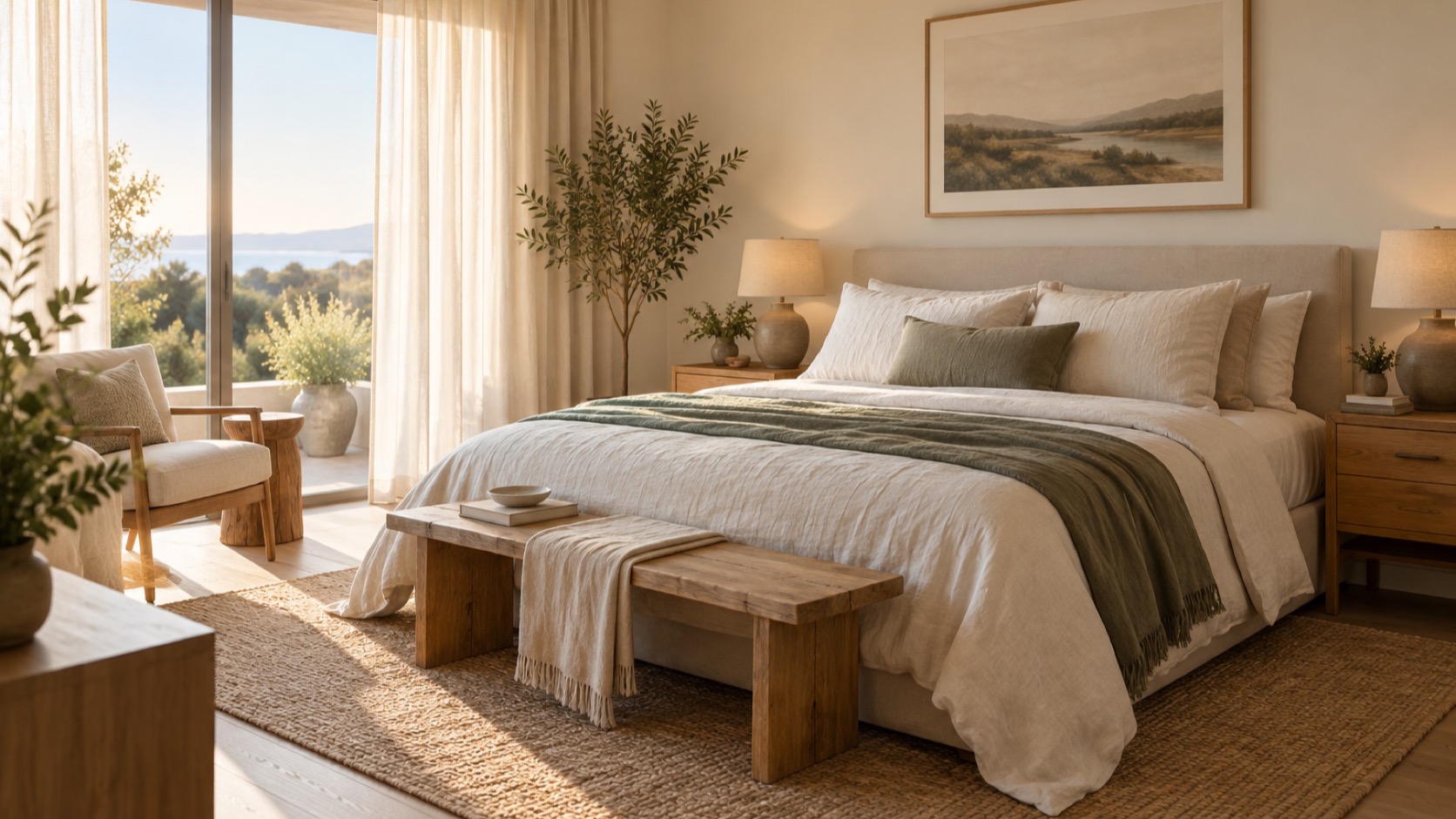 Quiet bedroom with curtains and no visible electronics.